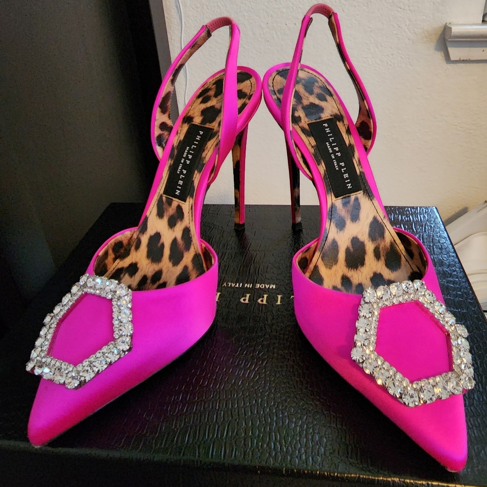 Philipp Plein Shoes Bright fuchsia crystal pumps sz 6.5